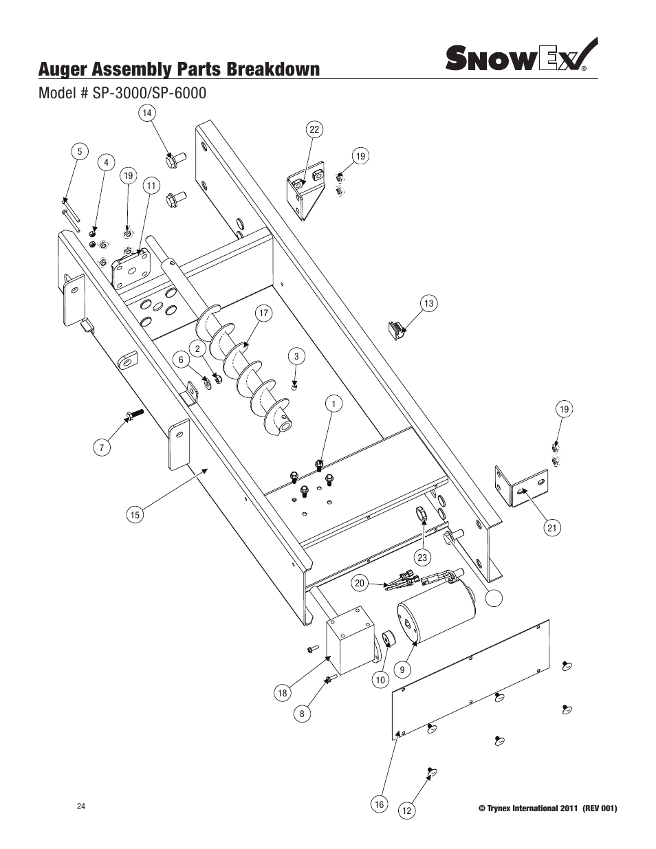 Auger assembly parts breakdown | SnowEx SP-6000 User Manual | Page 24 / 31