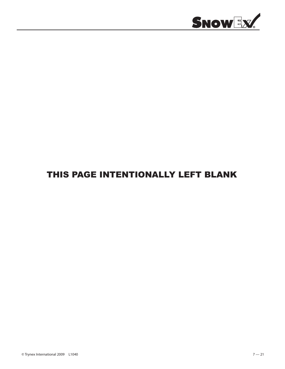 This page intentionally left blank | SnowEx Junior 325 User Manual | Page 21 / 51