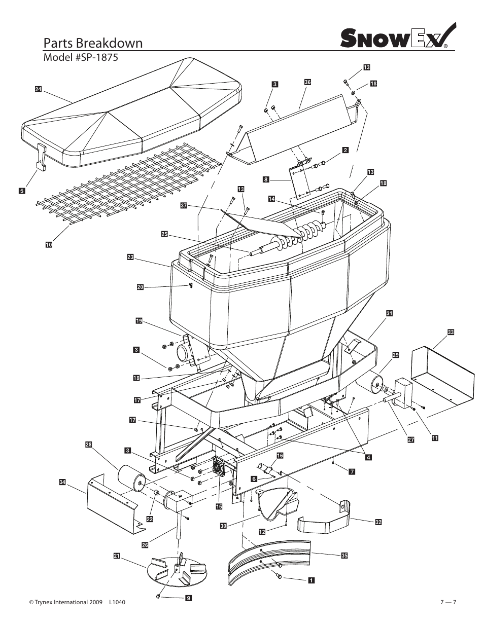 Parts breakdown | SnowEx Junior 325 User Manual | Page 7 / 51