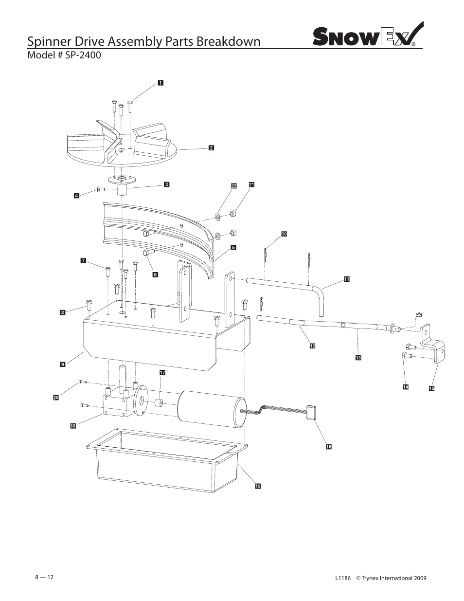 Spinner drive assembly parts breakdown | SnowEx SP-2400 User Manual | Page 12 / 35