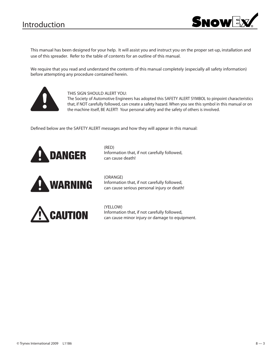 Introduction | SnowEx SP-2400 User Manual | Page 3 / 35