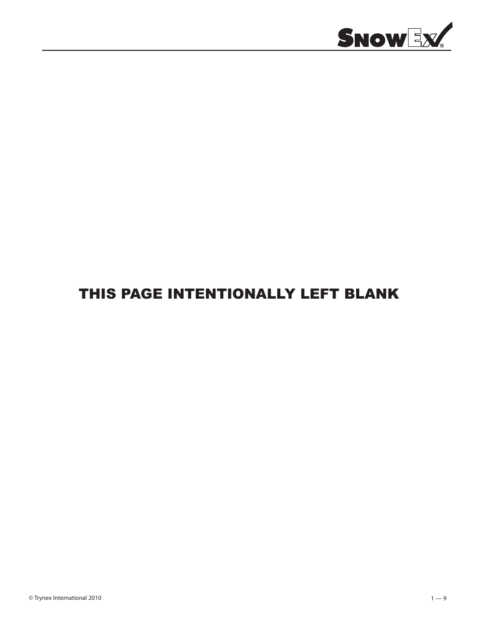 This page intentionally left blank | SnowEx SP-2200 User Manual | Page 9 / 36