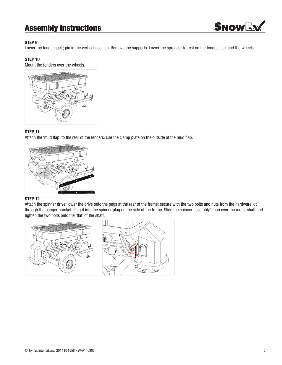 Assembly instructions | SnowEx SP-7000 Assembly Instructions User Manual | Page 5 / 12