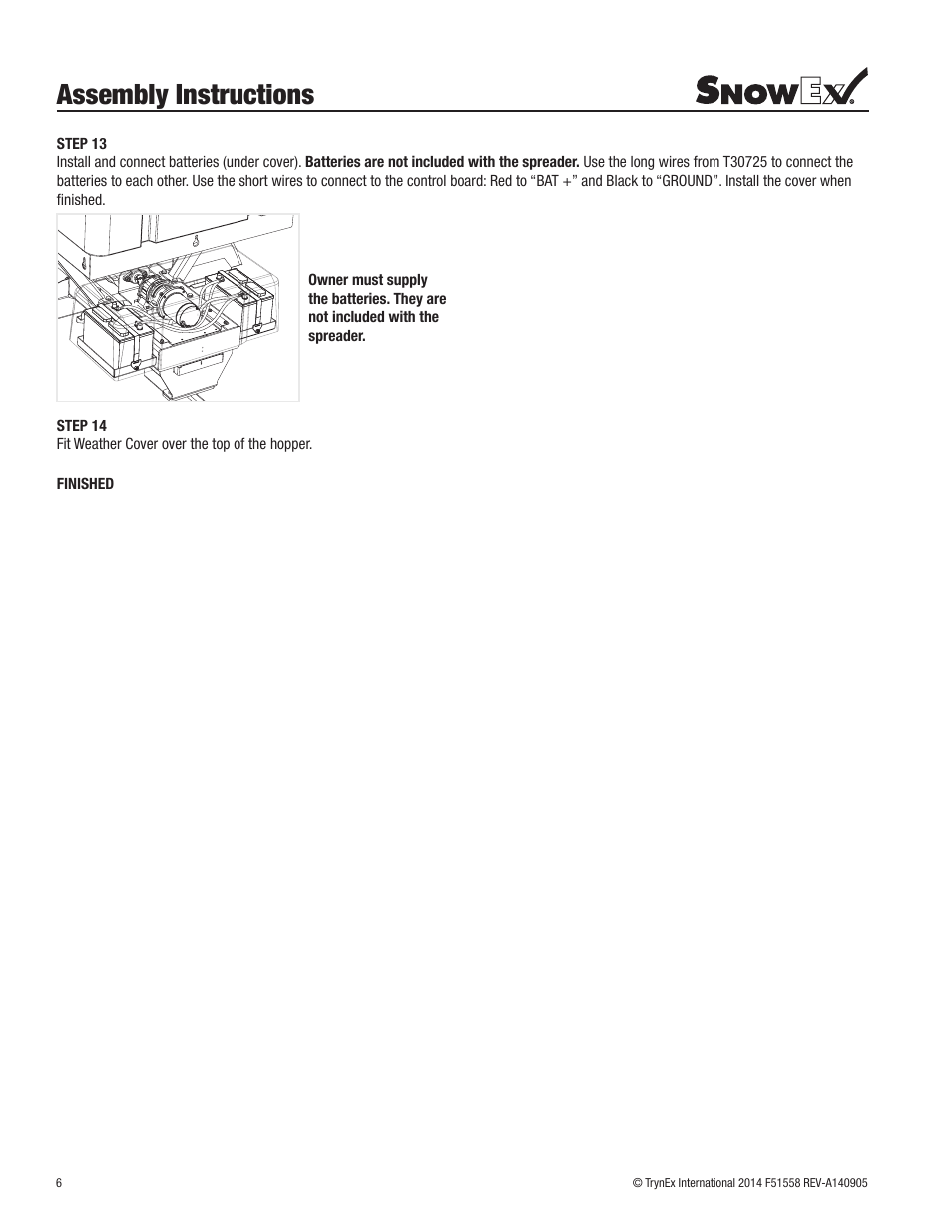 Assembly instructions | SnowEx SP-7000 Assembly Instructions User Manual | Page 6 / 12