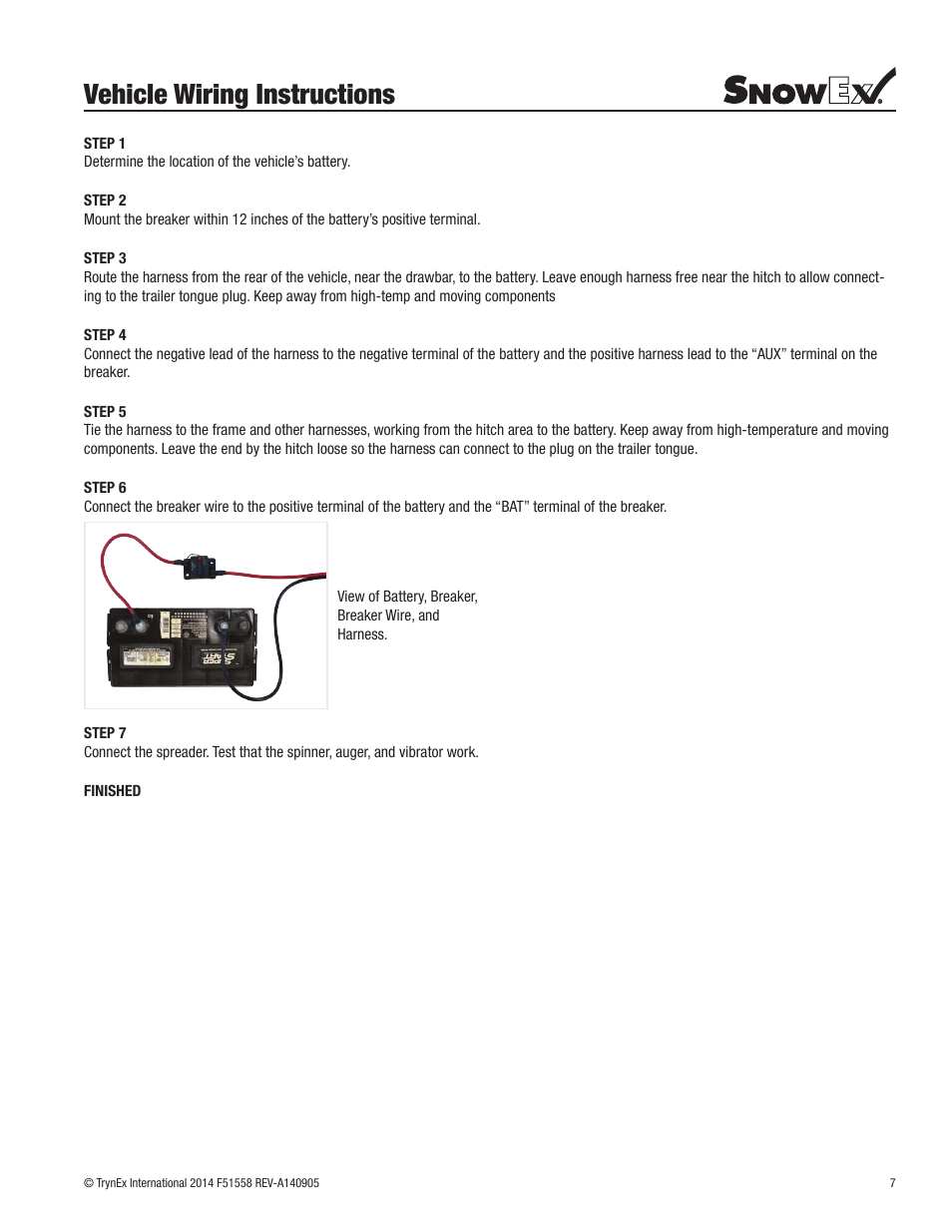 Vehicle wiring instructions | SnowEx SP-7000 Assembly Instructions User Manual | Page 7 / 12
