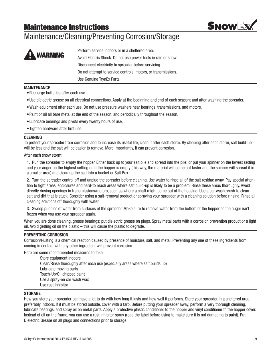SnowEx SP-7000 Owners Manual User Manual | Page 9 / 16