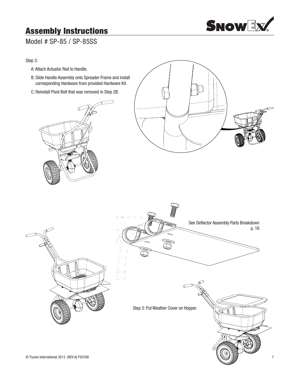 Assembly instructions, Model # sp-85 / sp-85ss | SnowEx SP-85SS User Manual | Page 7 / 28