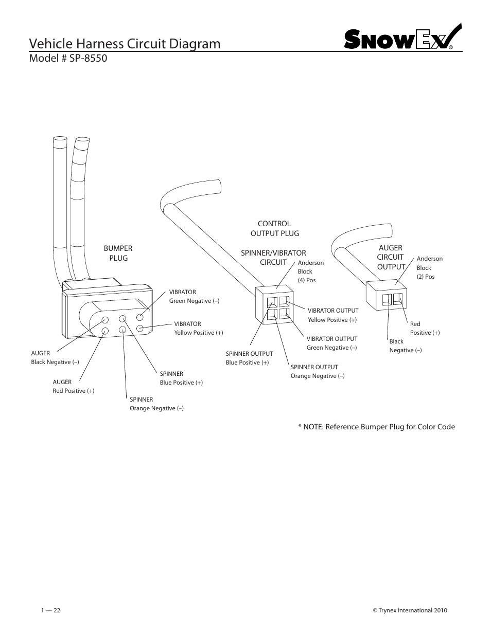 Vehicle harness circuit diagram, Model # sp-8550 | SnowEx SP-8550 User Manual | Page 22 / 37