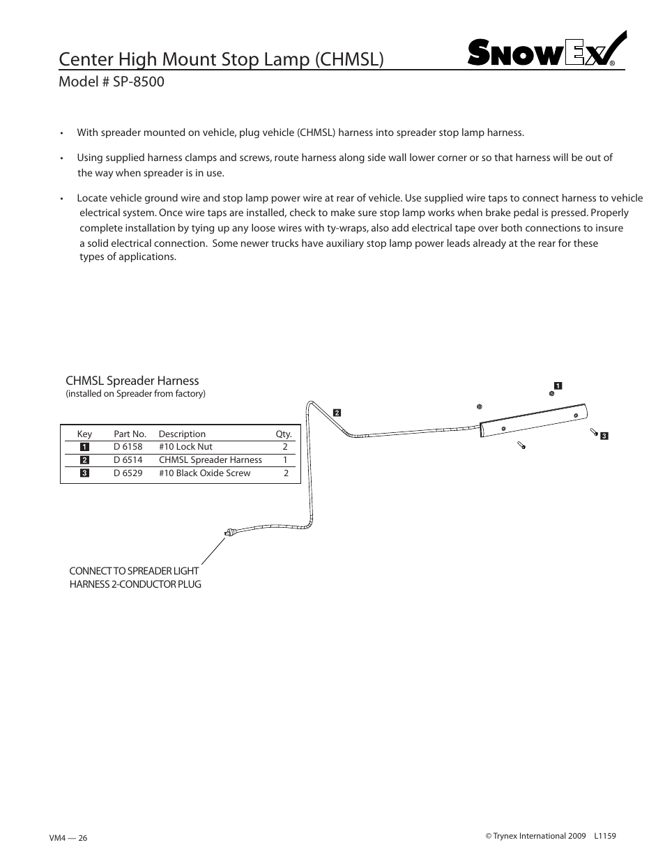 Center high mount stop lamp (chmsl), Model # sp-8500 | SnowEx SP-8500 User Manual | Page 21 / 34