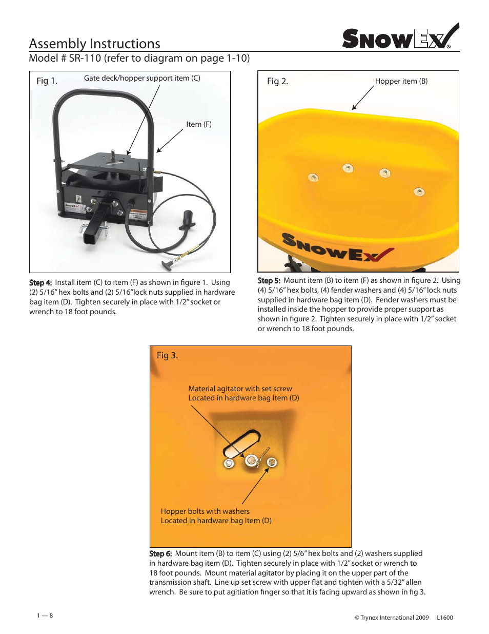 Assembly instructions | SnowEx SR-210 User Manual | Page 8 / 28