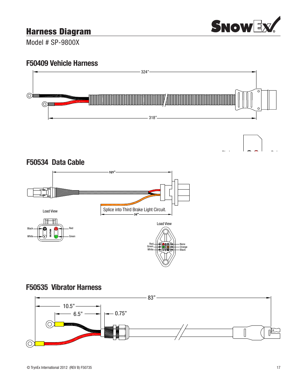 Harness diagram, Model # sp-9800x | SnowEx SP-9800X User Manual | Page 17 / 40