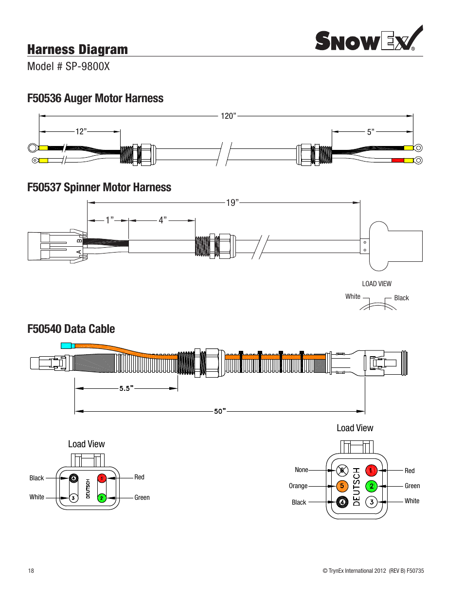 Harness diagram, Model # sp-9800x | SnowEx SP-9800X User Manual | Page 18 / 40