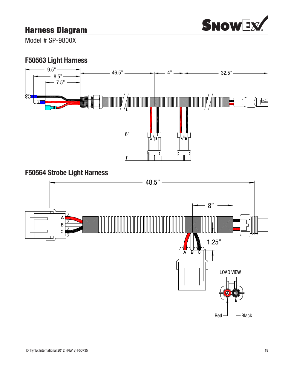 Harness diagram, Model # sp-9800x | SnowEx SP-9800X User Manual | Page 19 / 40
