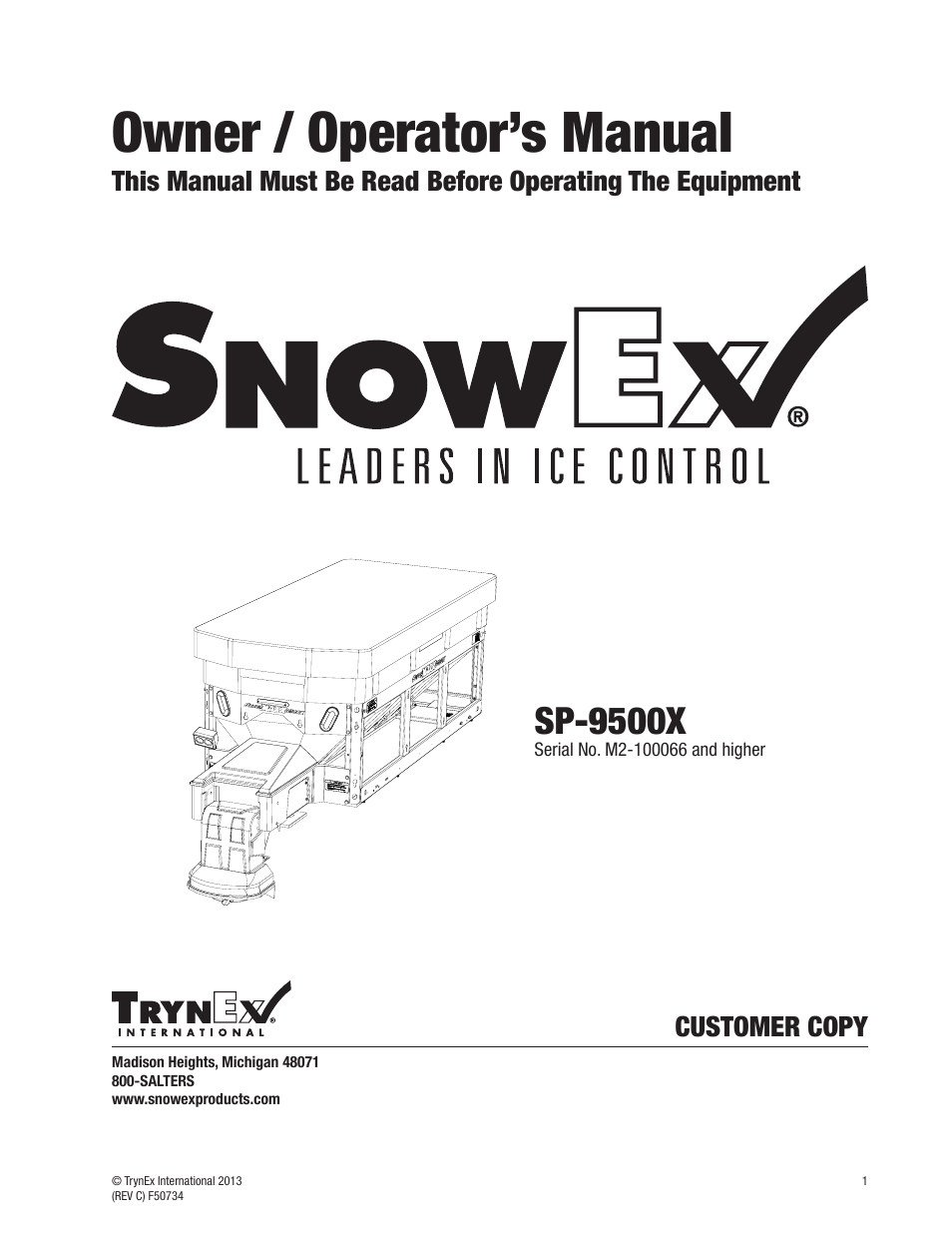 SnowEx SP-9500X User Manual | 40 pages