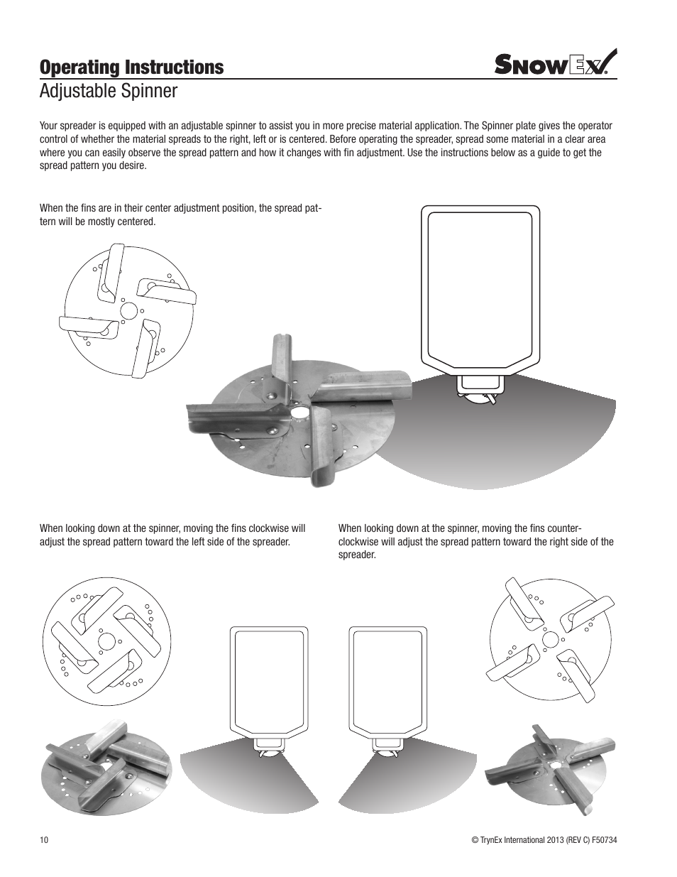 Operating instructions adjustable spinner | SnowEx SP-9500X User Manual | Page 10 / 40