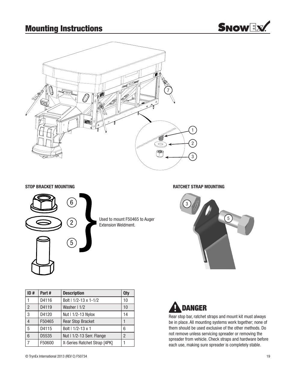 Mounting instructions | SnowEx SP-9500X User Manual | Page 19 / 40
