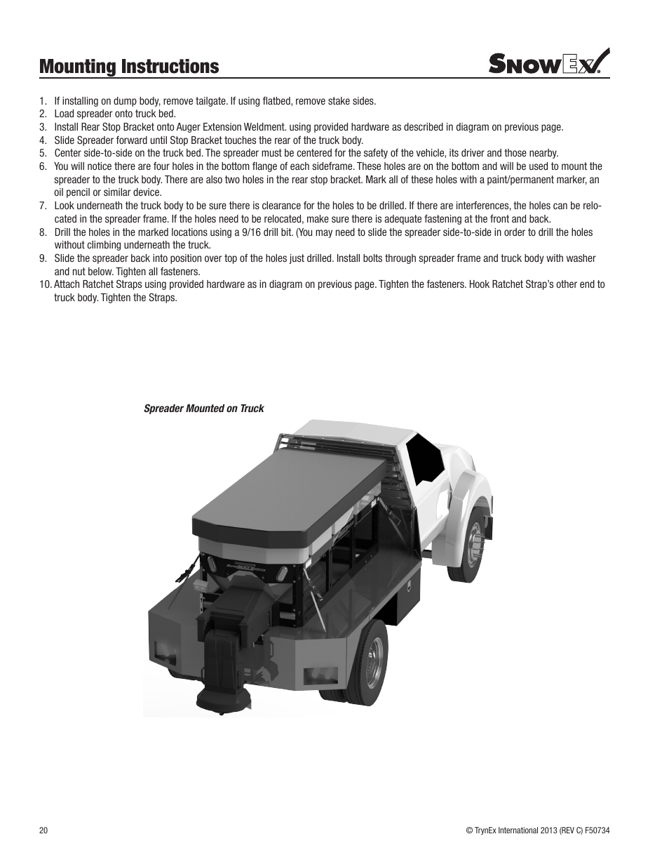 Mounting instructions | SnowEx SP-9500X User Manual | Page 20 / 40