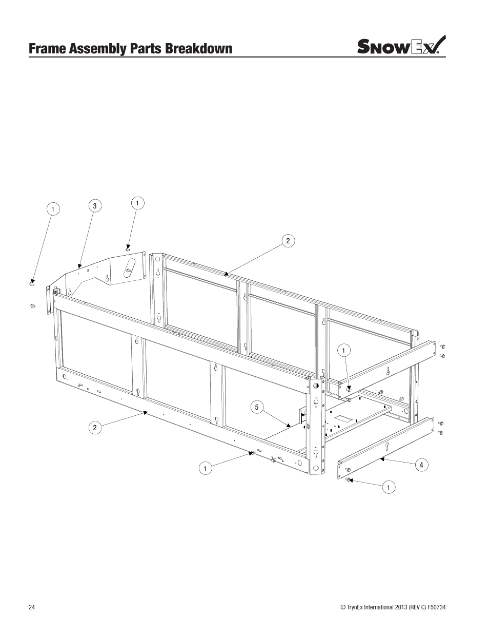 Frame assembly parts breakdown | SnowEx SP-9500X User Manual | Page 24 / 40