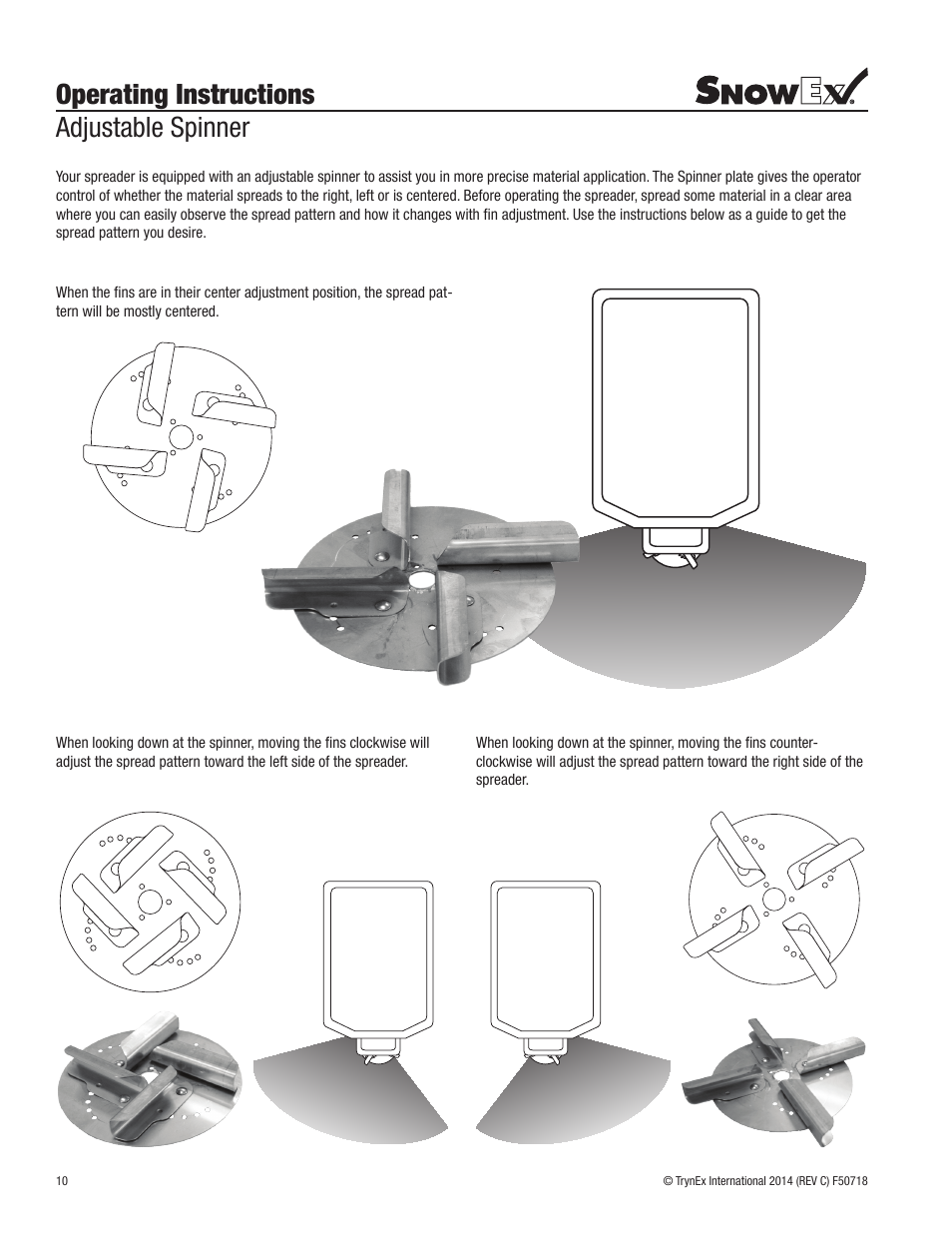 Operating instructions adjustable spinner | SnowEx SP-9300X User Manual | Page 10 / 40