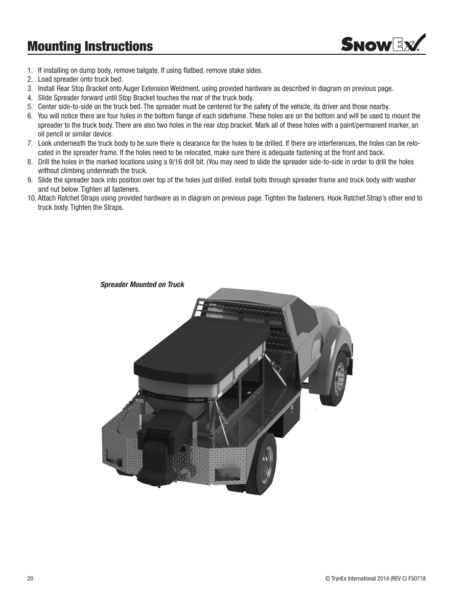 Mounting instructions | SnowEx SP-9300X User Manual | Page 20 / 40