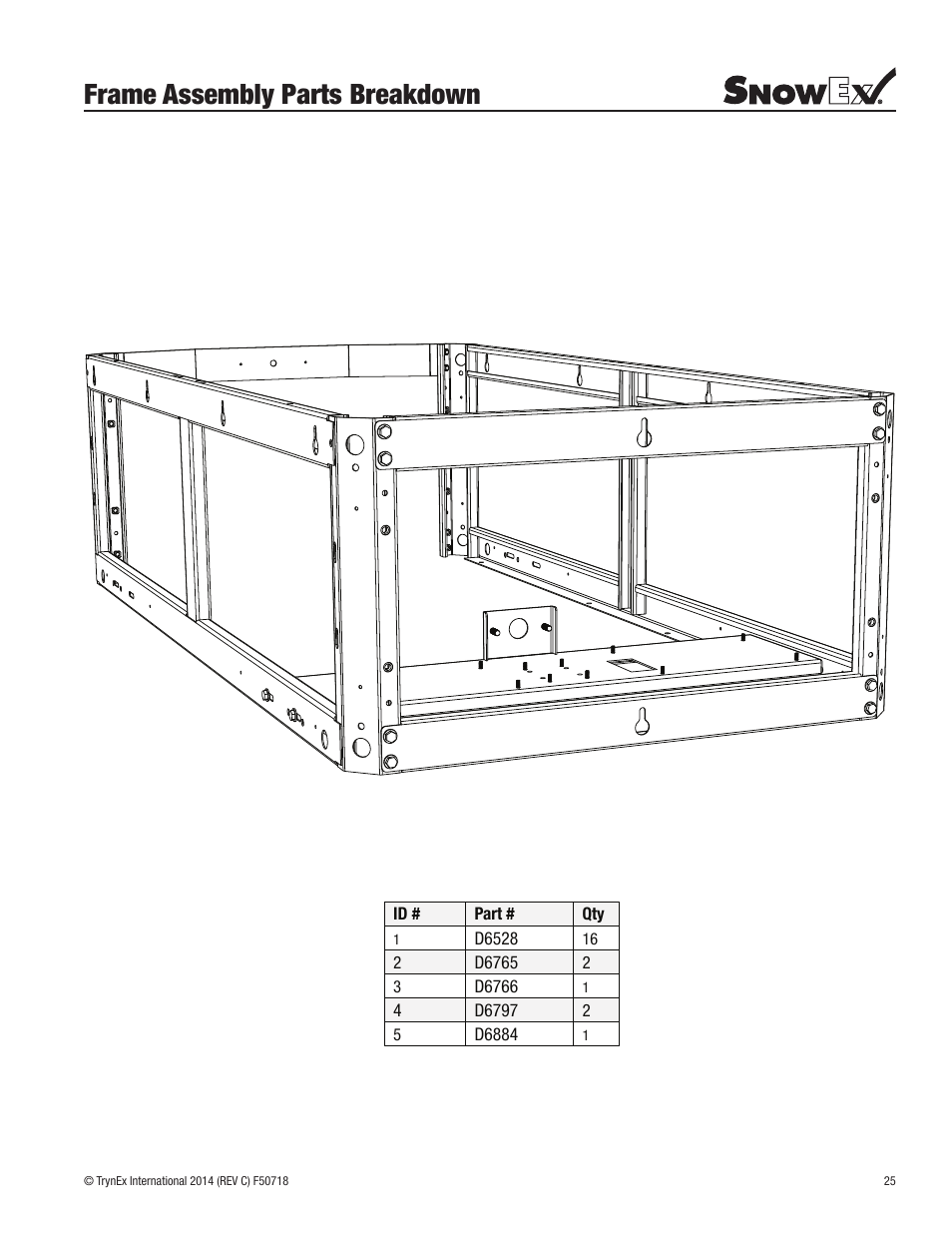 Frame assembly parts breakdown | SnowEx SP-9300X User Manual | Page 25 / 40