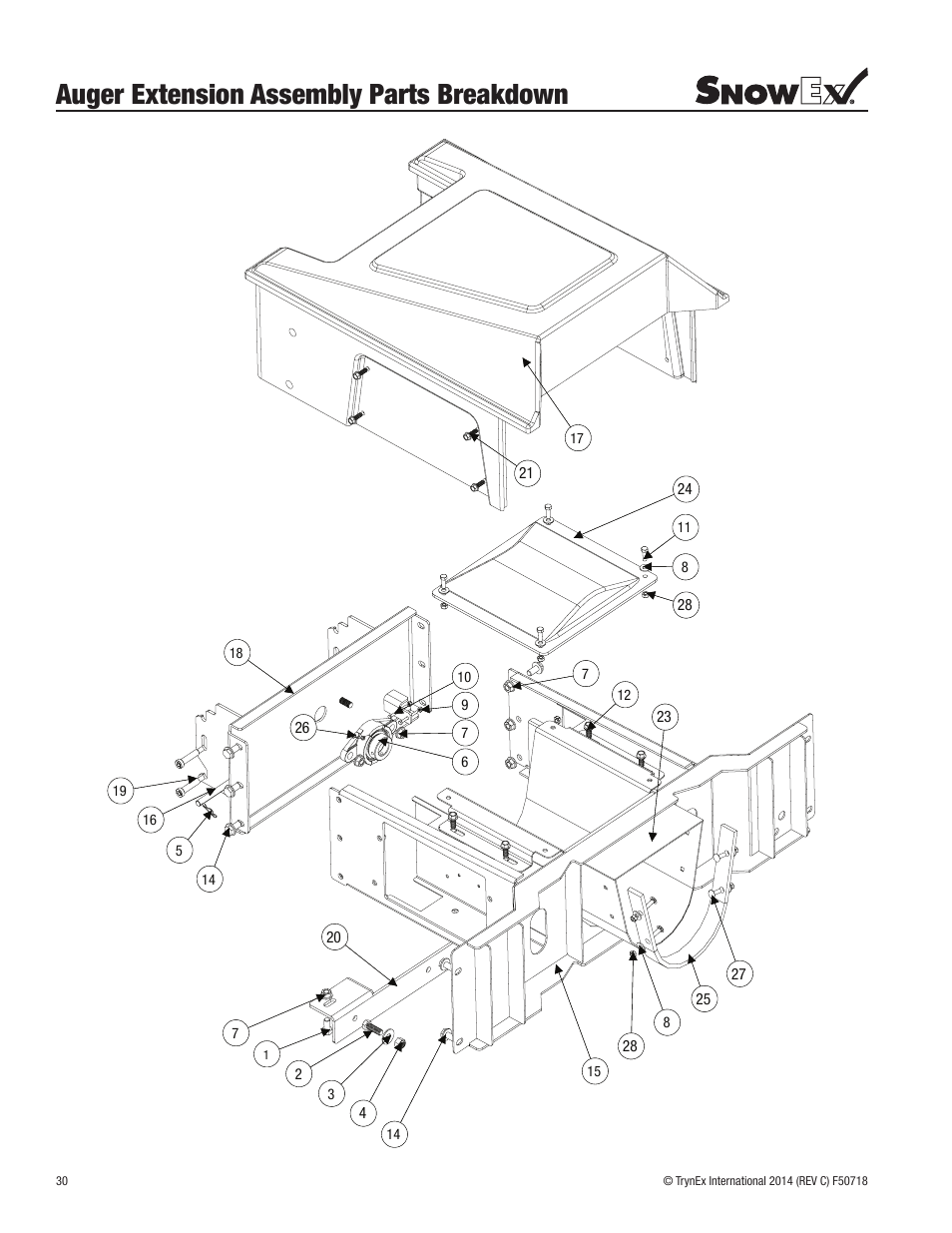 Auger extension assembly parts breakdown | SnowEx SP-9300X User Manual | Page 30 / 40