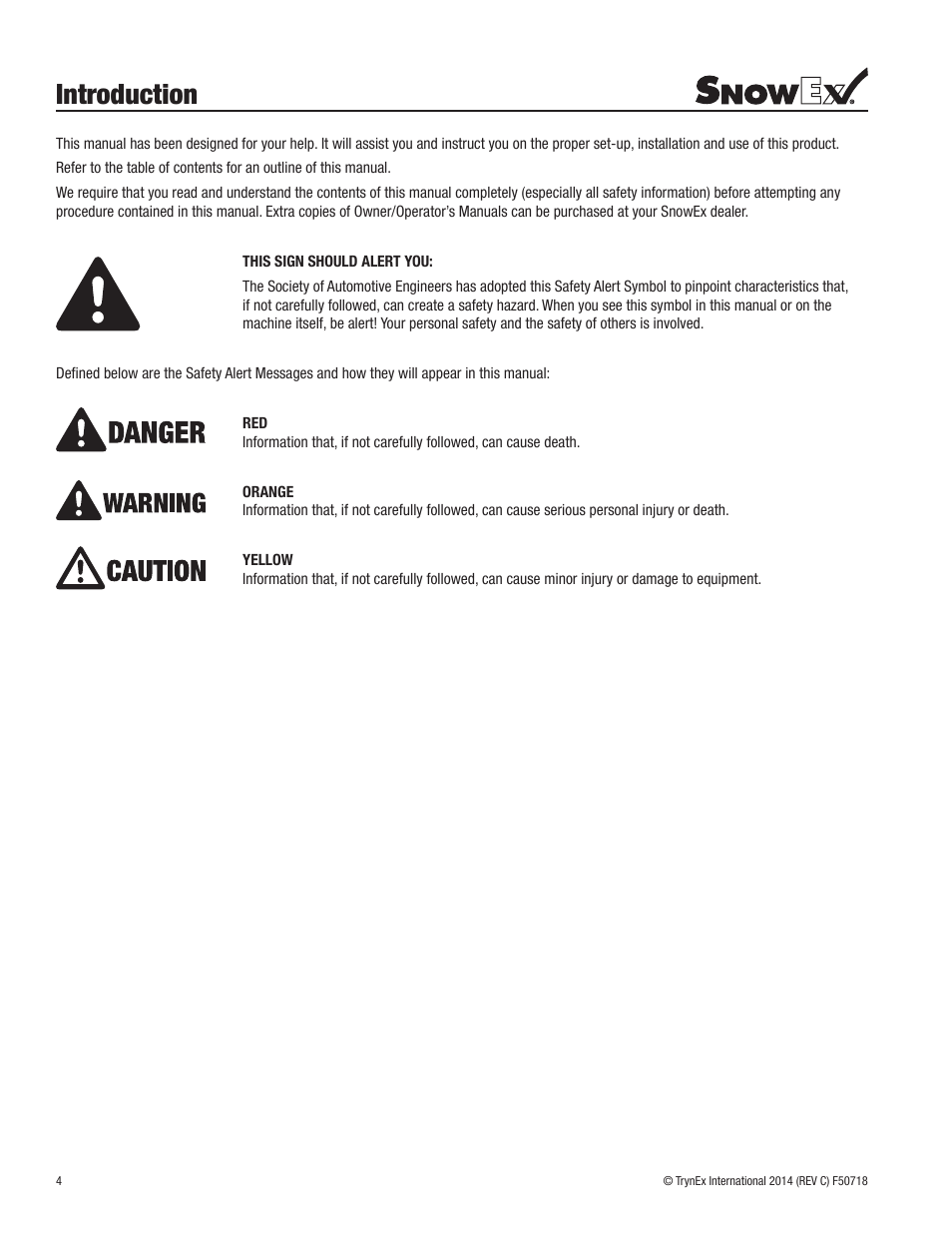 Introduction | SnowEx SP-9300X User Manual | Page 4 / 40