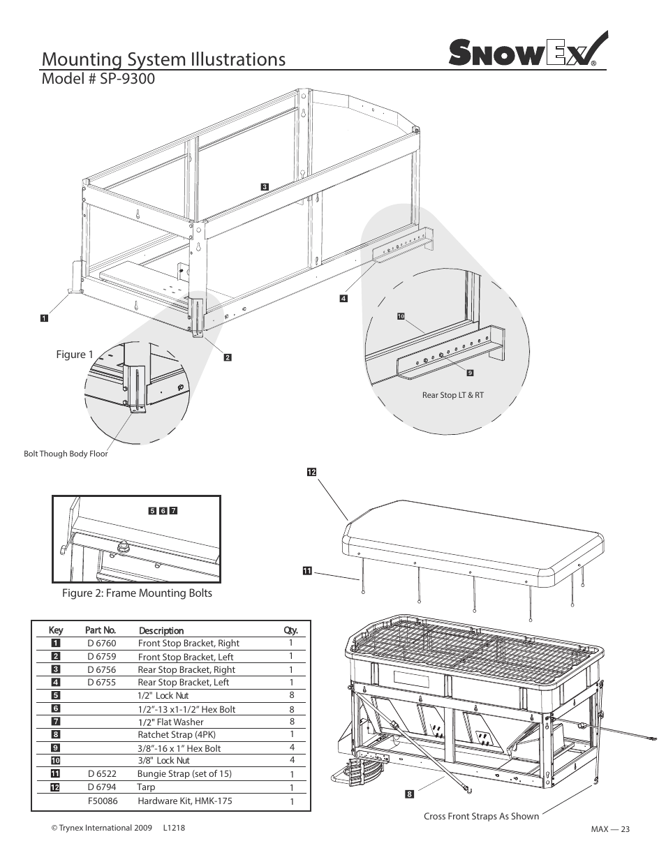 Mounting system illustrations, Model # sp-9300 | SnowEx SP-9300 User Manual | Page 23 / 40