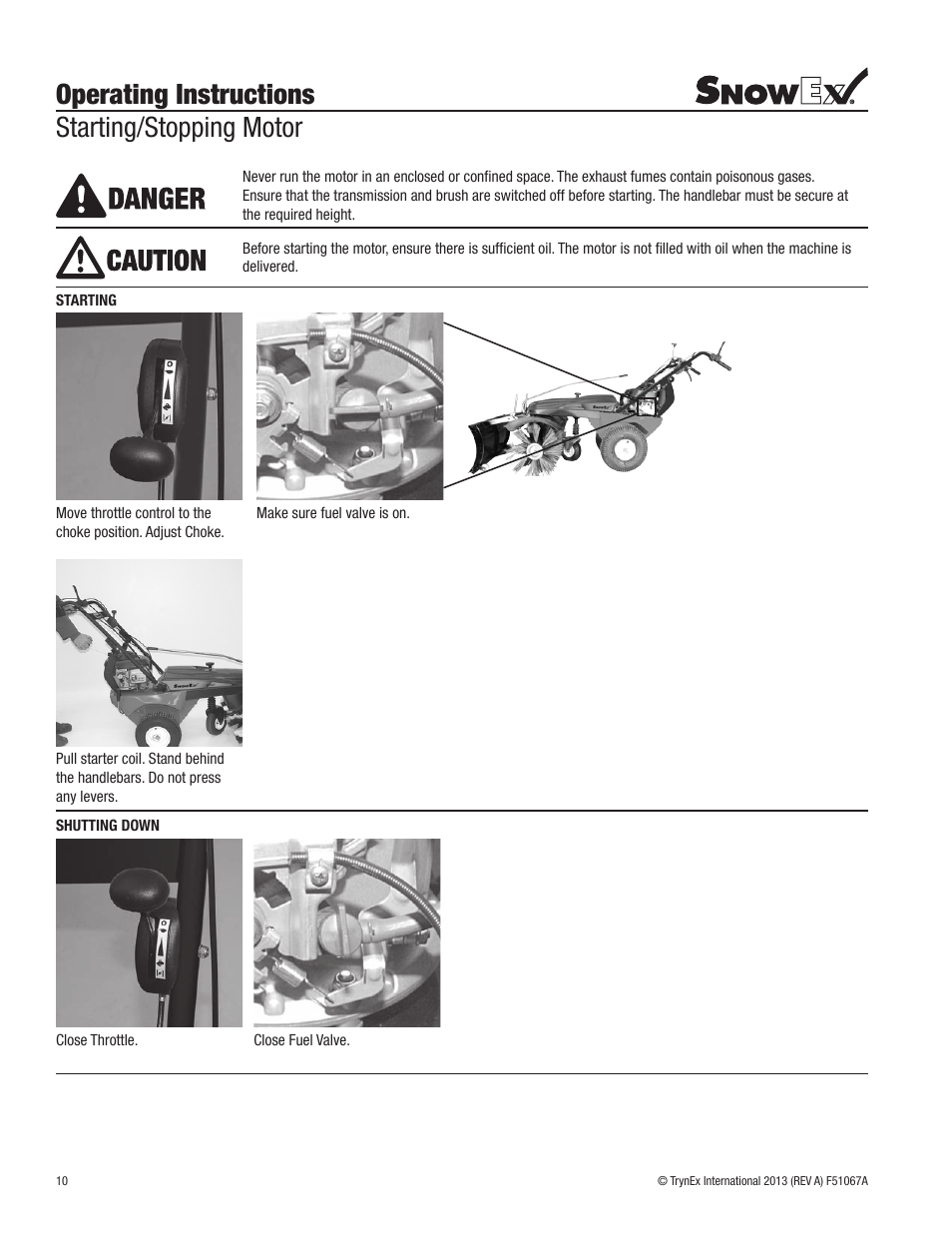 Operating instructions starting/stopping motor | SnowEx SS-4000 User Manual | Page 10 / 24