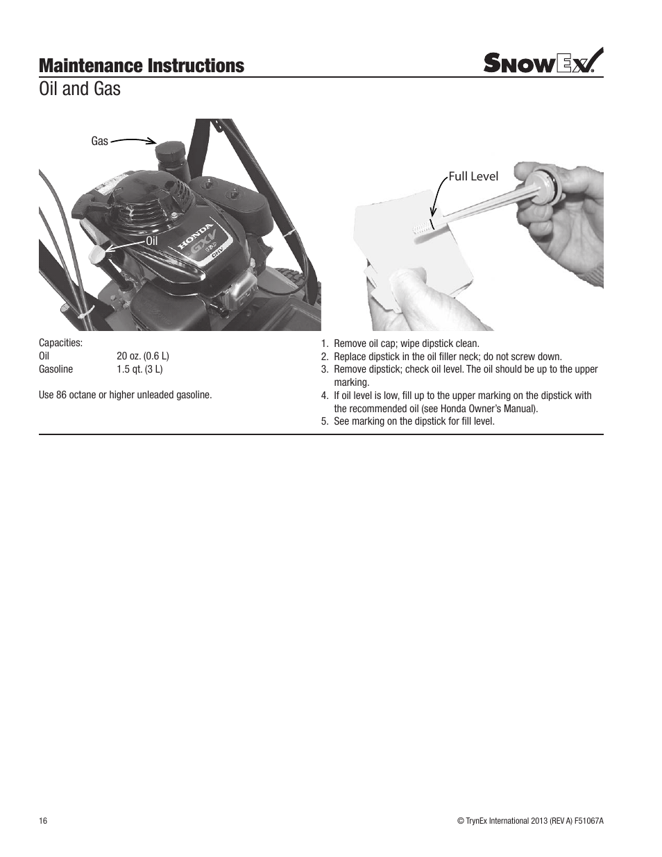 Maintenance instructions oil and gas | SnowEx SS-4000 User Manual | Page 16 / 24