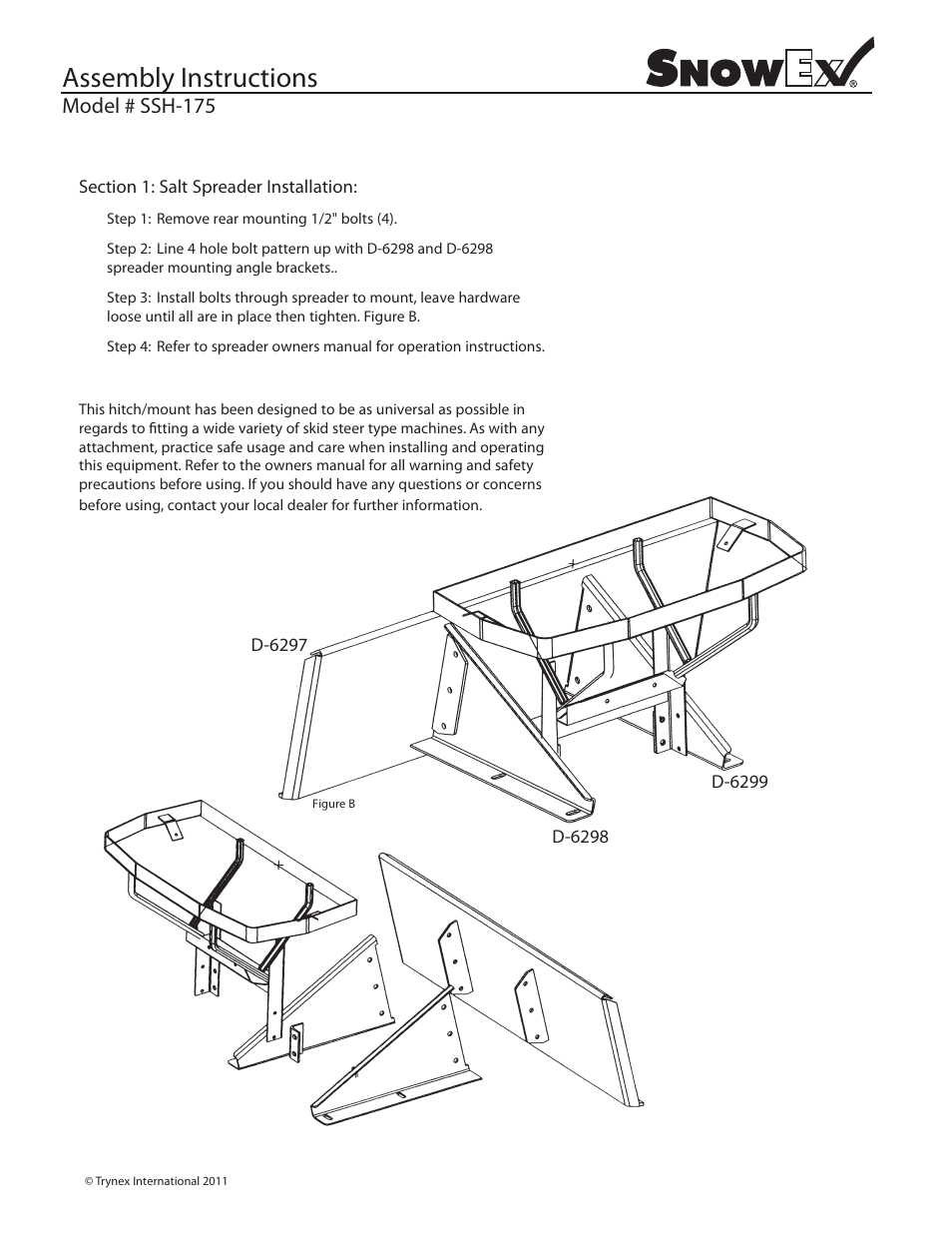 SnowEx SSH-175 User Manual | 1 page