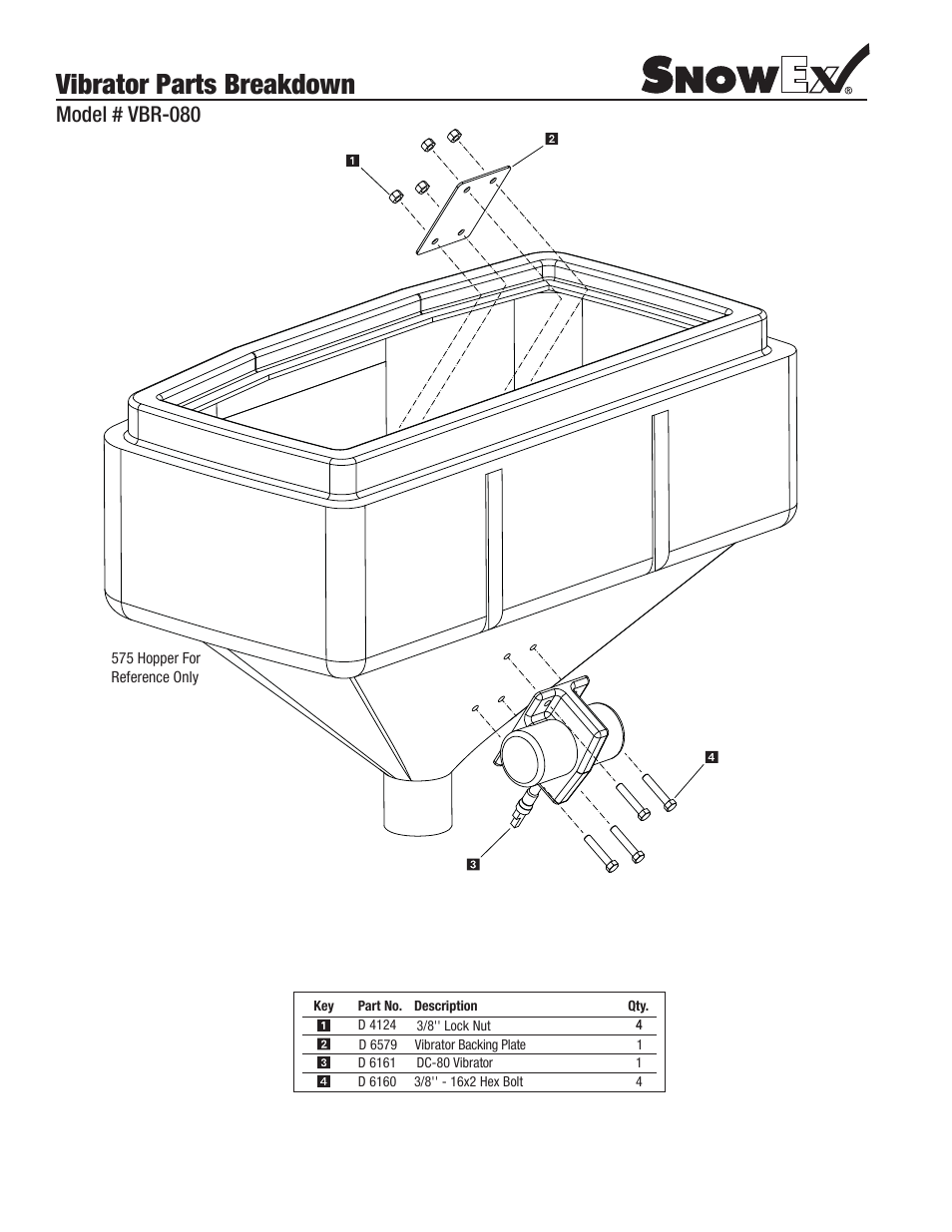 Vibrator parts breakdown, Model # vbr-080 | SnowEx VBR-080 User Manual | Page 2 / 2