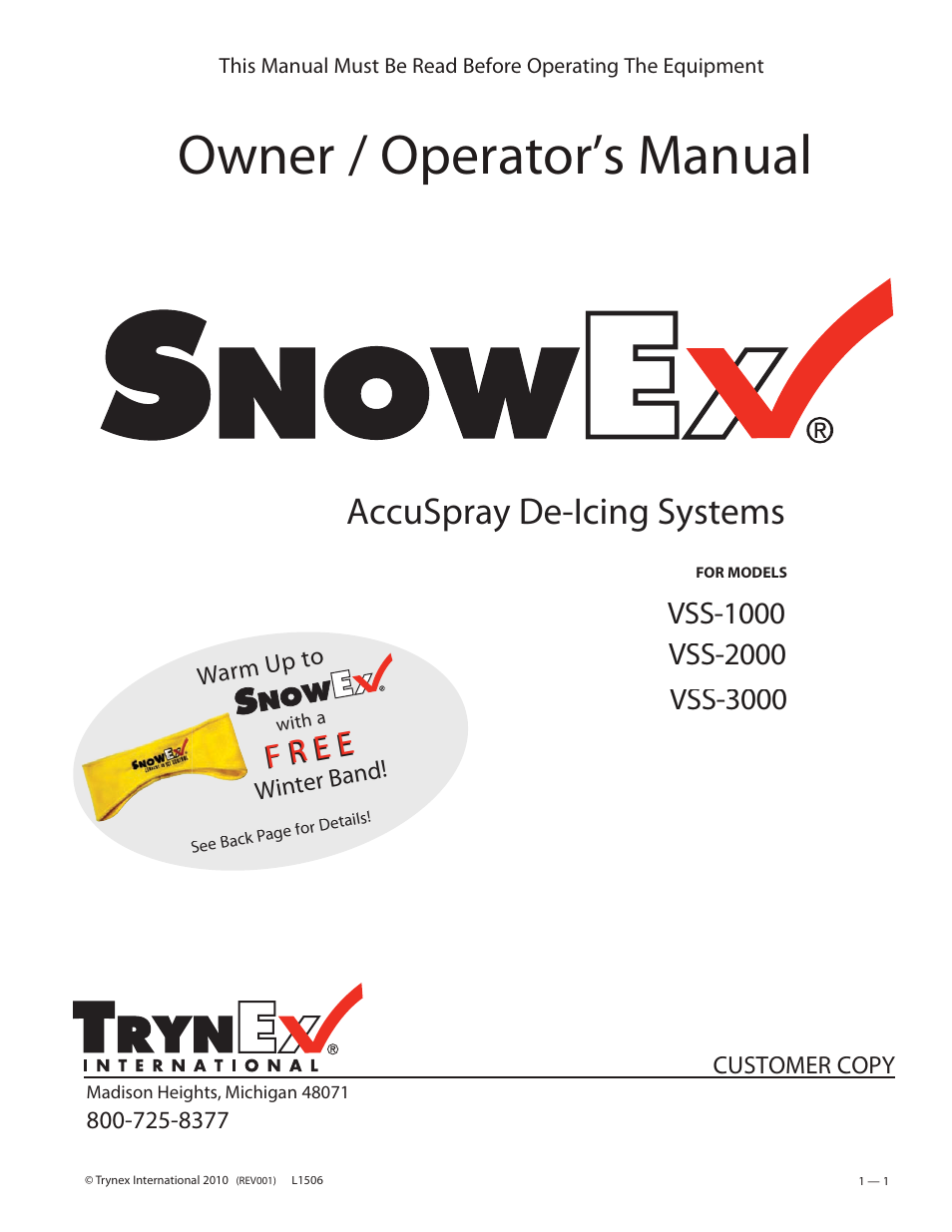 SnowEx VSS-3000 User Manual | 48 pages