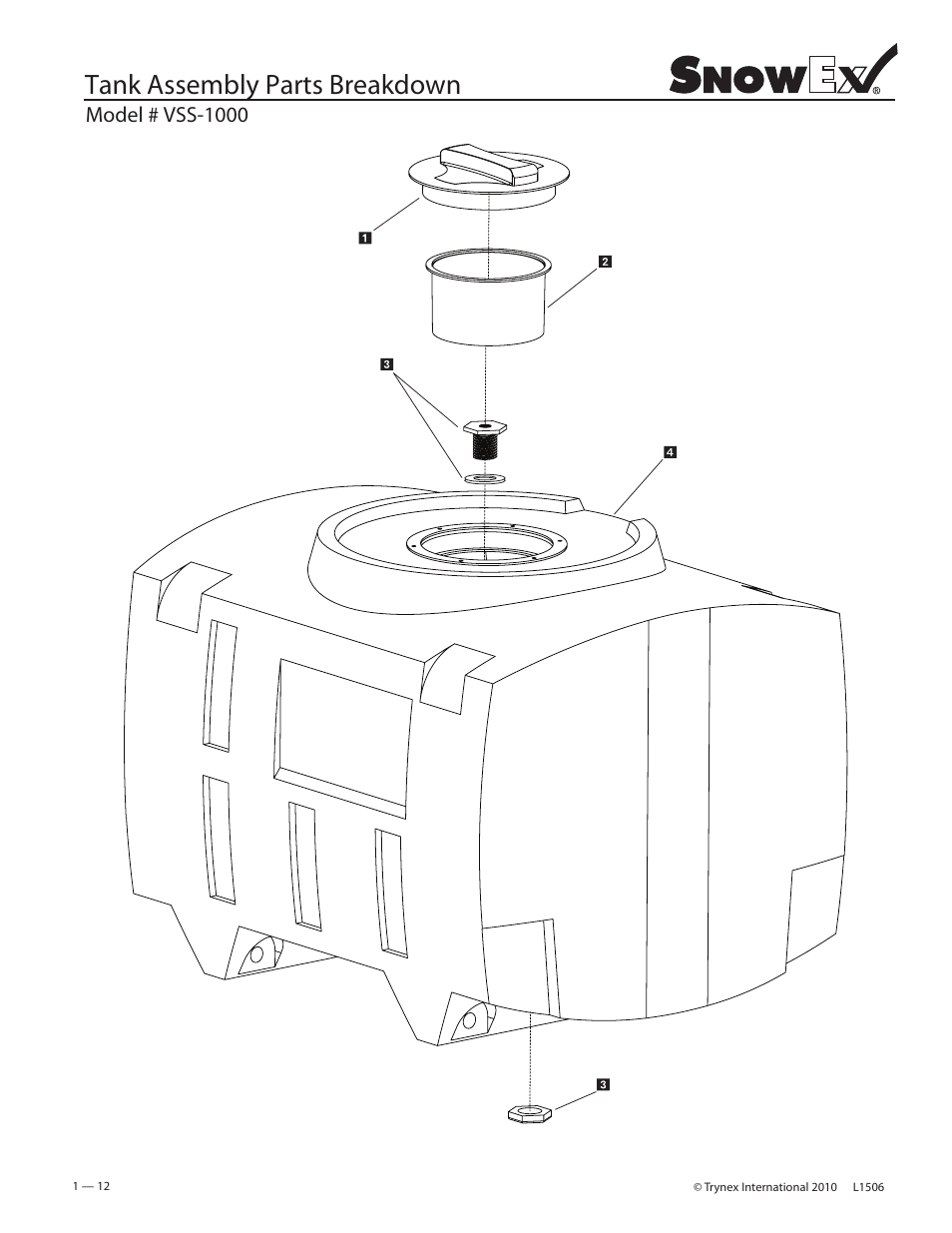 Tank assembly parts breakdown | SnowEx VSS-3000 User Manual | Page 12 / 48