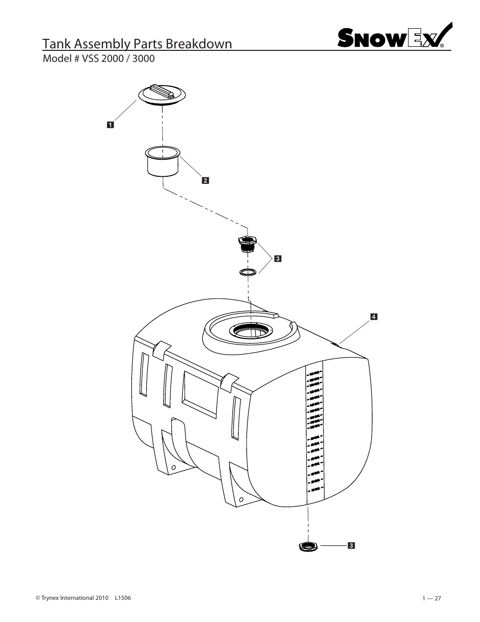 Tank assembly parts breakdown | SnowEx VSS-3000 User Manual | Page 27 / 48