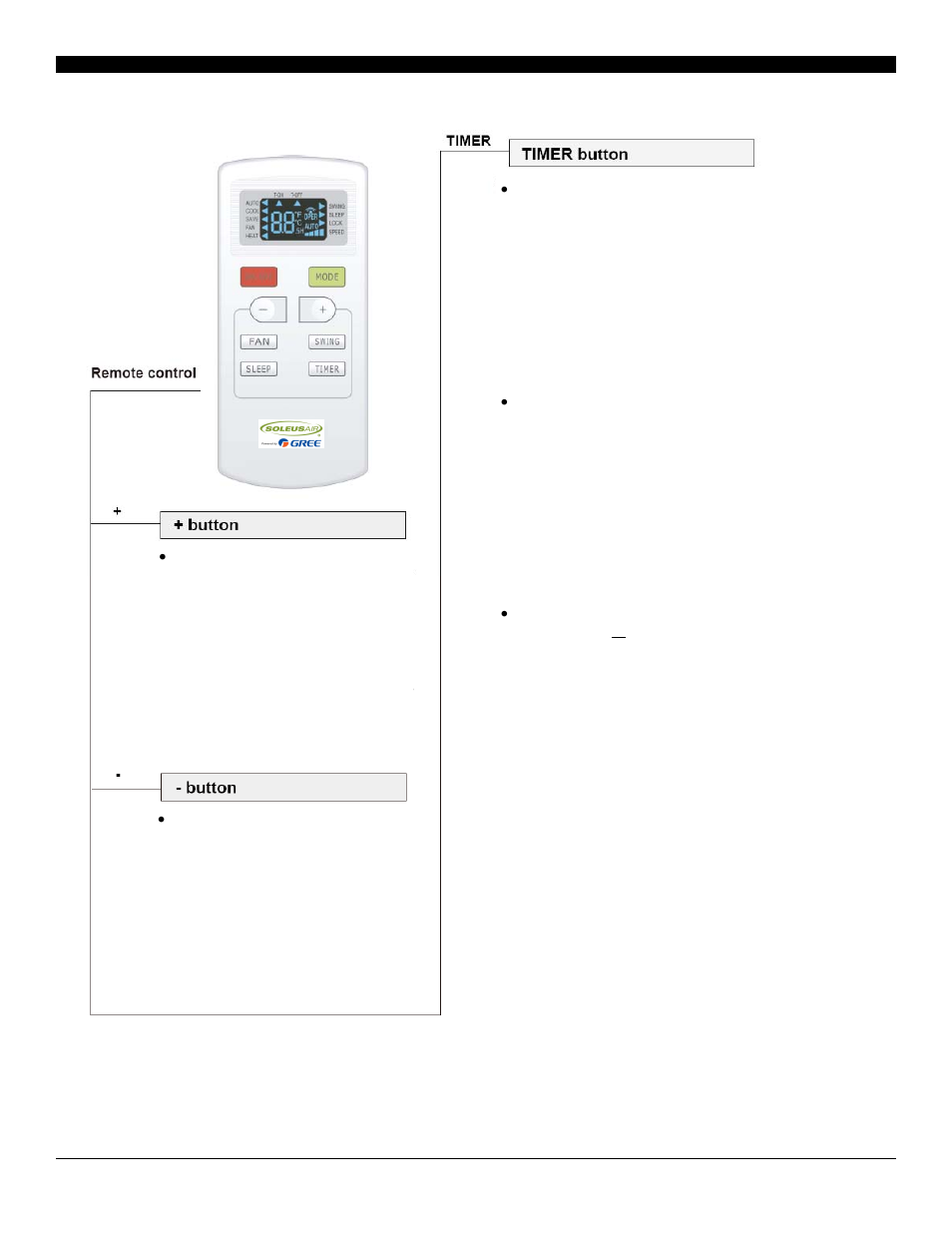 Operating the remote control | SoleusAir SG-TTW-12ESE User Manual | Page 11 / 15