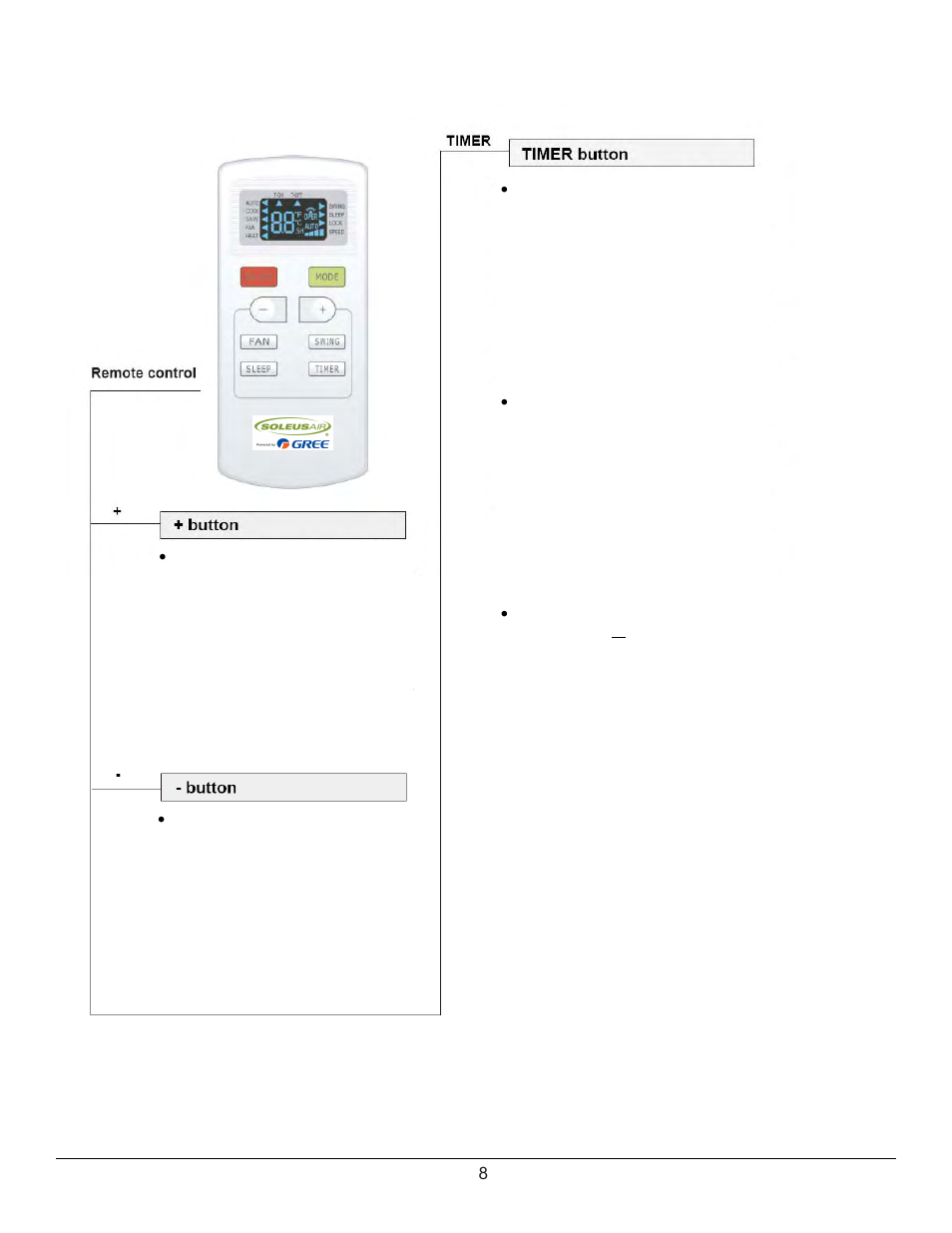 Operating the remote control | SoleusAir SG-TTW-12ESEZ-26 User Manual | Page 11 / 17