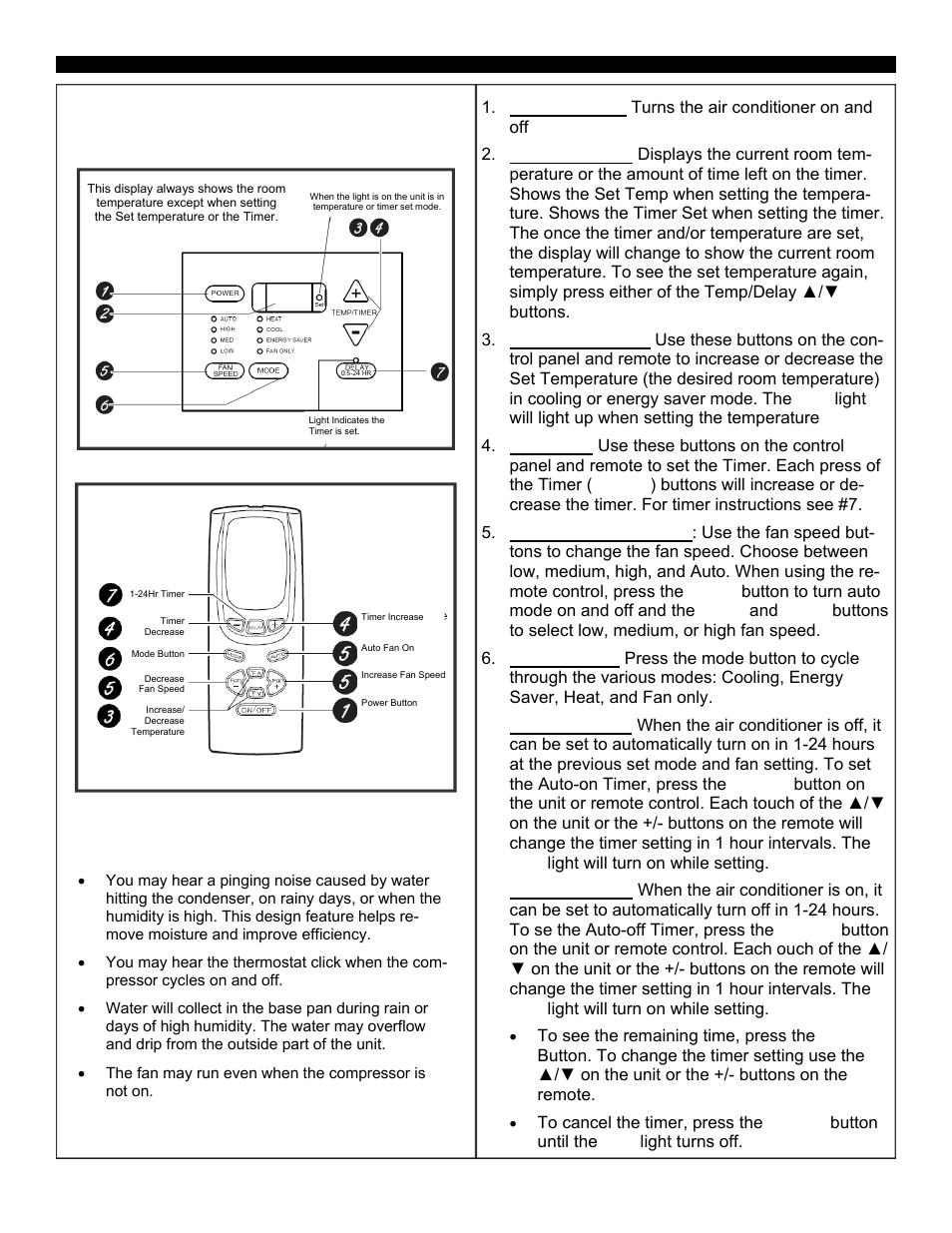 Using your air conditioner, Electronic control panel & remote control, Normal operating sounds | SoleusAir SG-WAC-25HCE User Manual | Page 14 / 20