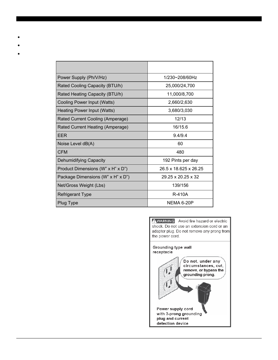 Specifications, Disclaimer | SoleusAir SG-WAC-25HCE User Manual | Page 5 / 20