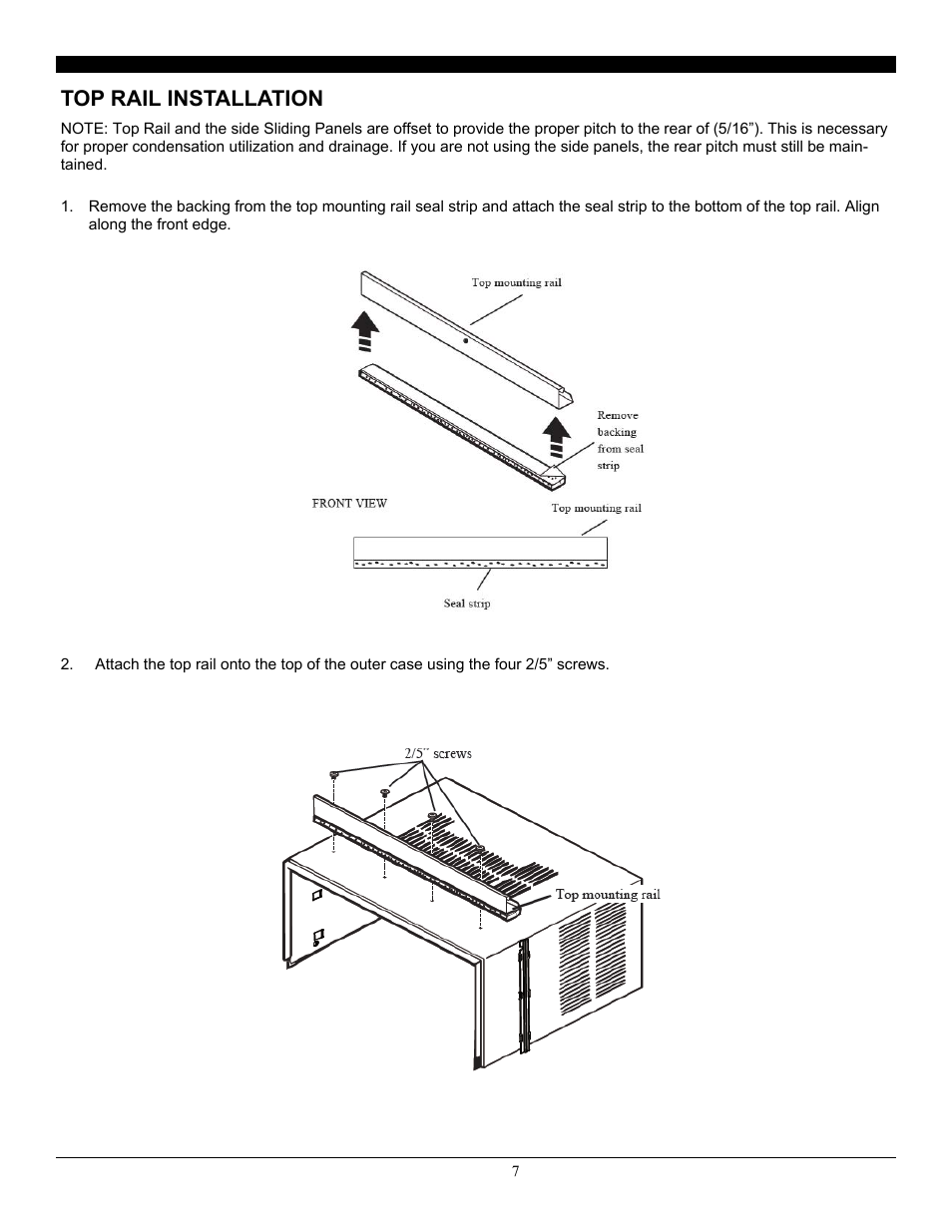 Top rail installation | SoleusAir SG-WAC-08ESE-C User Manual | Page 8 / 20