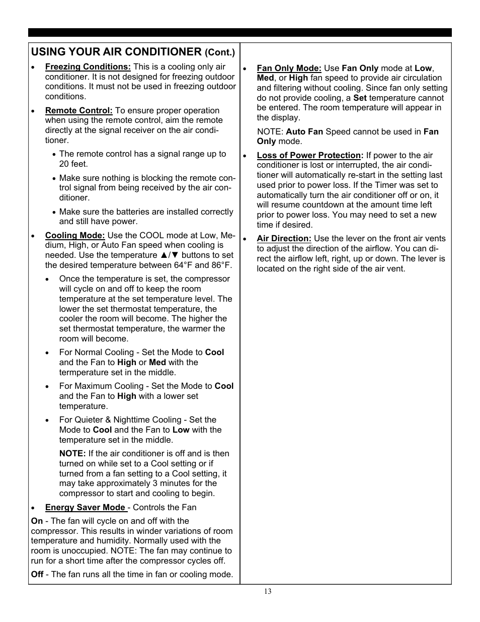 Using your air conditioner | SoleusAir SG-WAC-12ESE-C User Manual | Page 14 / 20