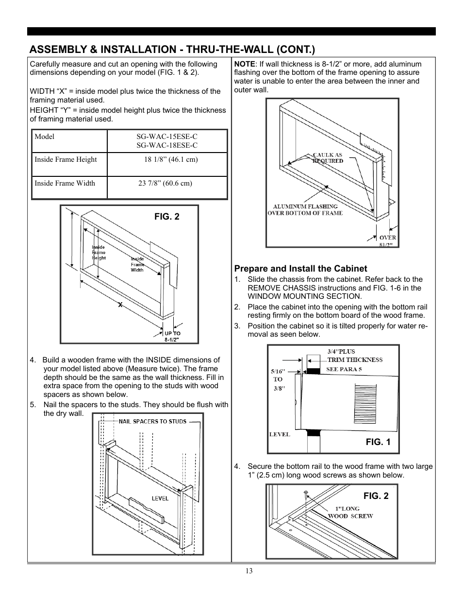 Assembly & installation - thru-the-wall (cont.) | SoleusAir SG-WAC-18ESE-C User Manual | Page 14 / 24