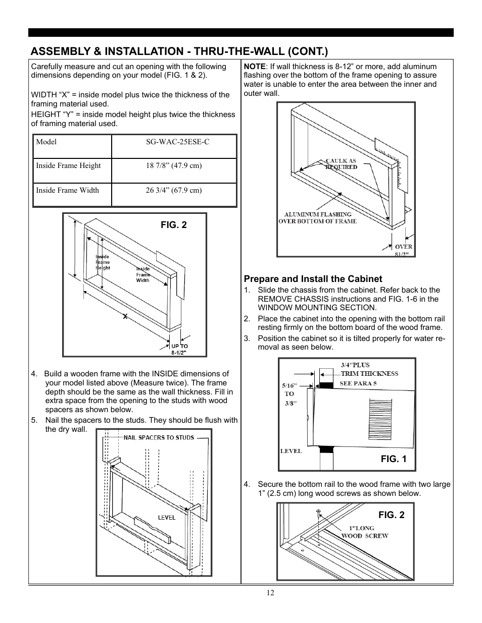 Assembly & installation - thru-the-wall (cont.) | SoleusAir SG-WAC-25ESE-C User Manual | Page 13 / 24