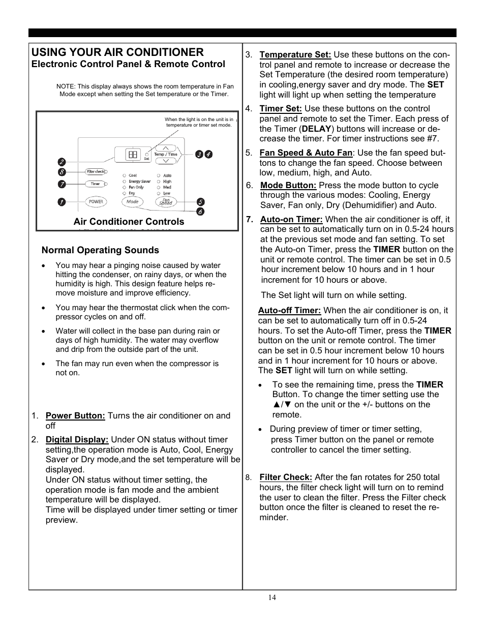 Using your air conditioner | SoleusAir SG-WAC-25ESE-C User Manual | Page 15 / 24