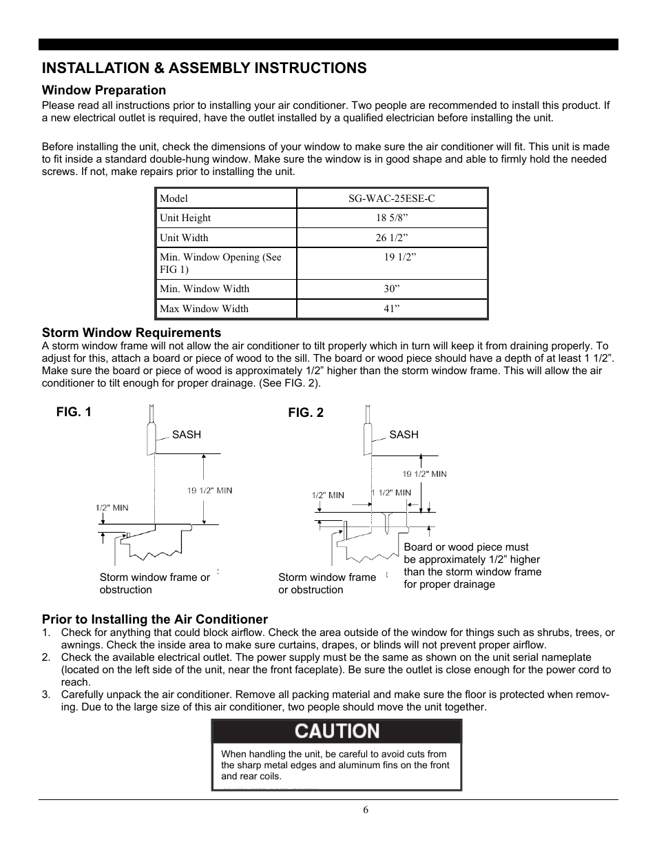 Installation & assembly instructions | SoleusAir SG-WAC-25ESE-C User Manual | Page 7 / 24