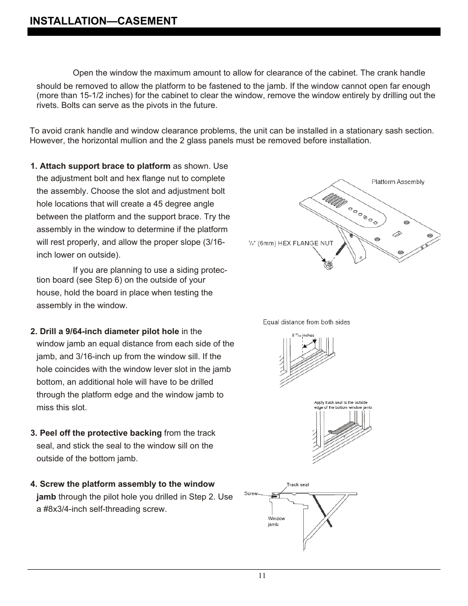 Installation—casement | SoleusAir SG-CAC-08ESE User Manual | Page 11 / 23