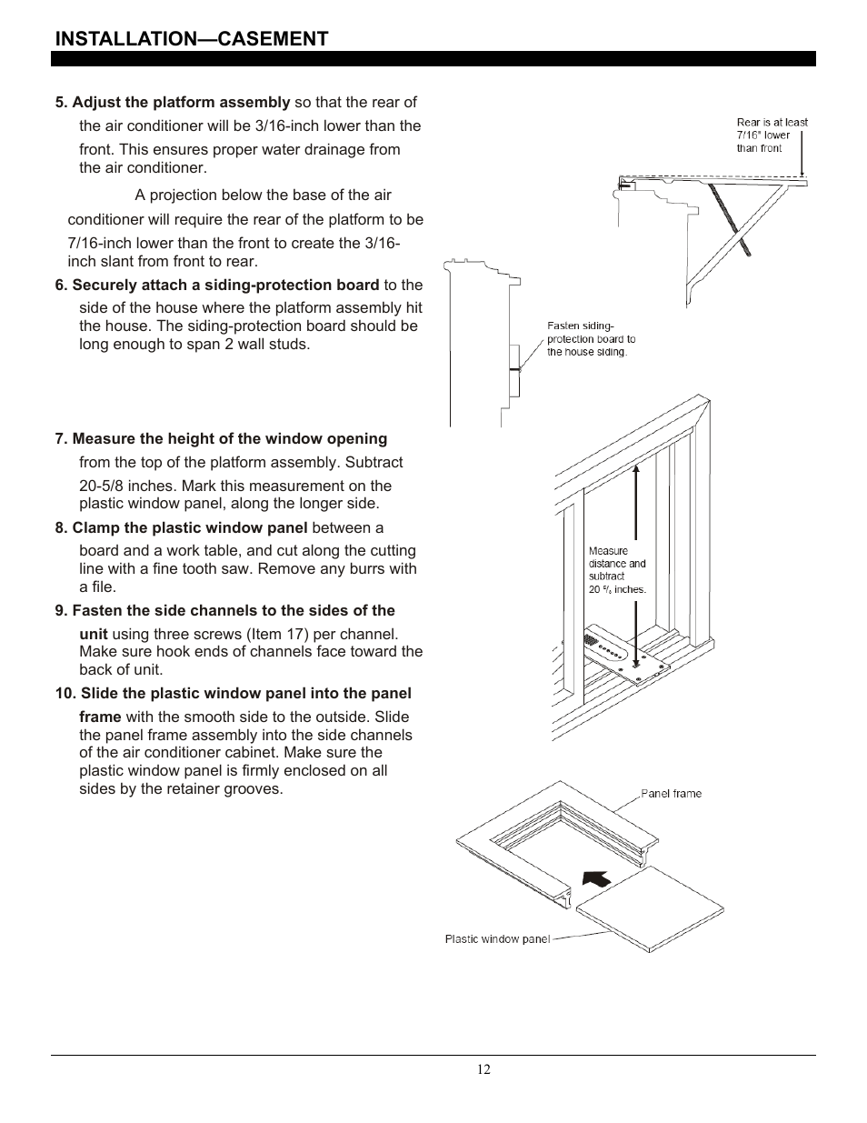 Installation—casement | SoleusAir SG-CAC-08ESE User Manual | Page 12 / 23