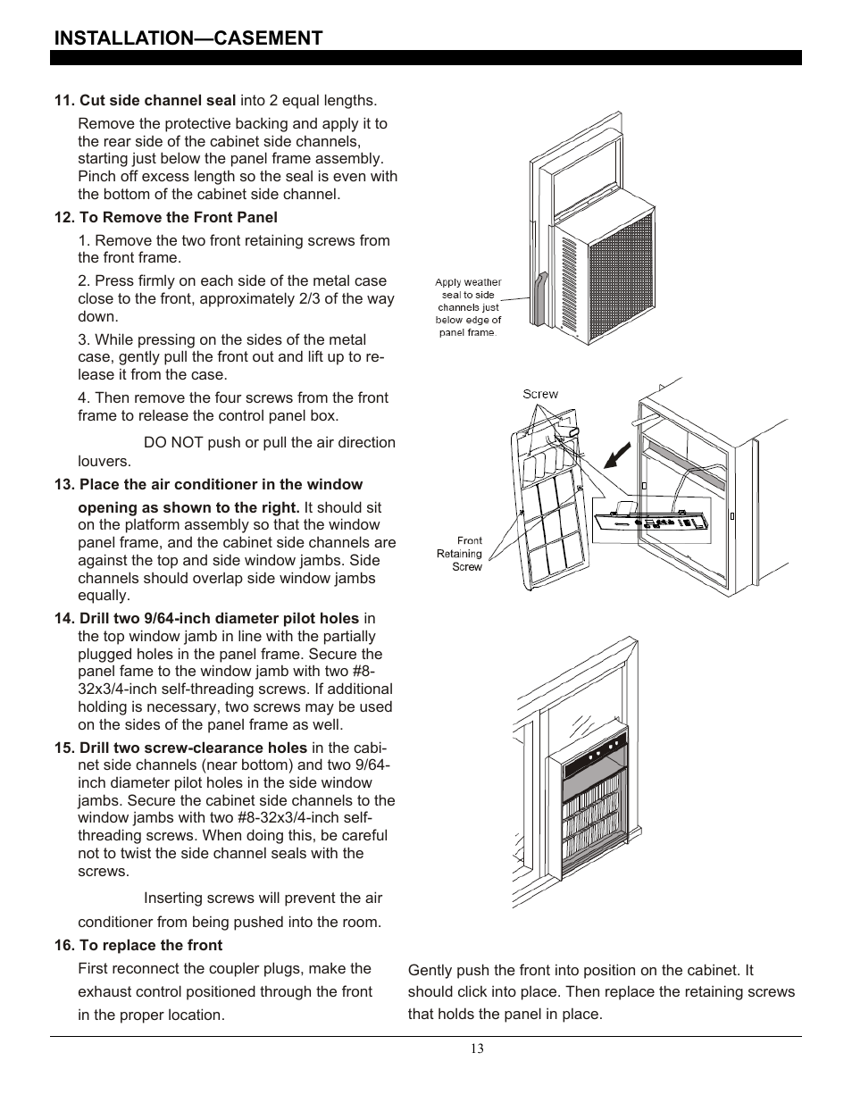 Installation—casement | SoleusAir SG-CAC-08ESE User Manual | Page 13 / 23