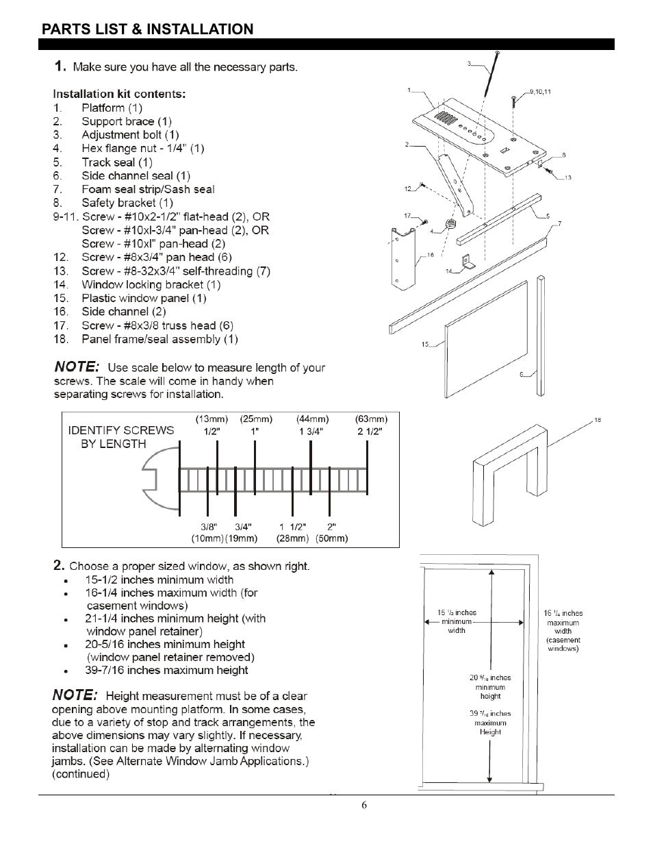 Parts list & installation | SoleusAir SG-CAC-08ESE User Manual | Page 6 / 23