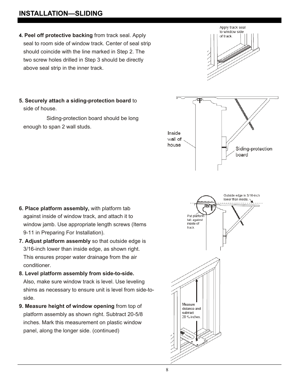 Installation—sliding | SoleusAir SG-CAC-08ESE User Manual | Page 8 / 23
